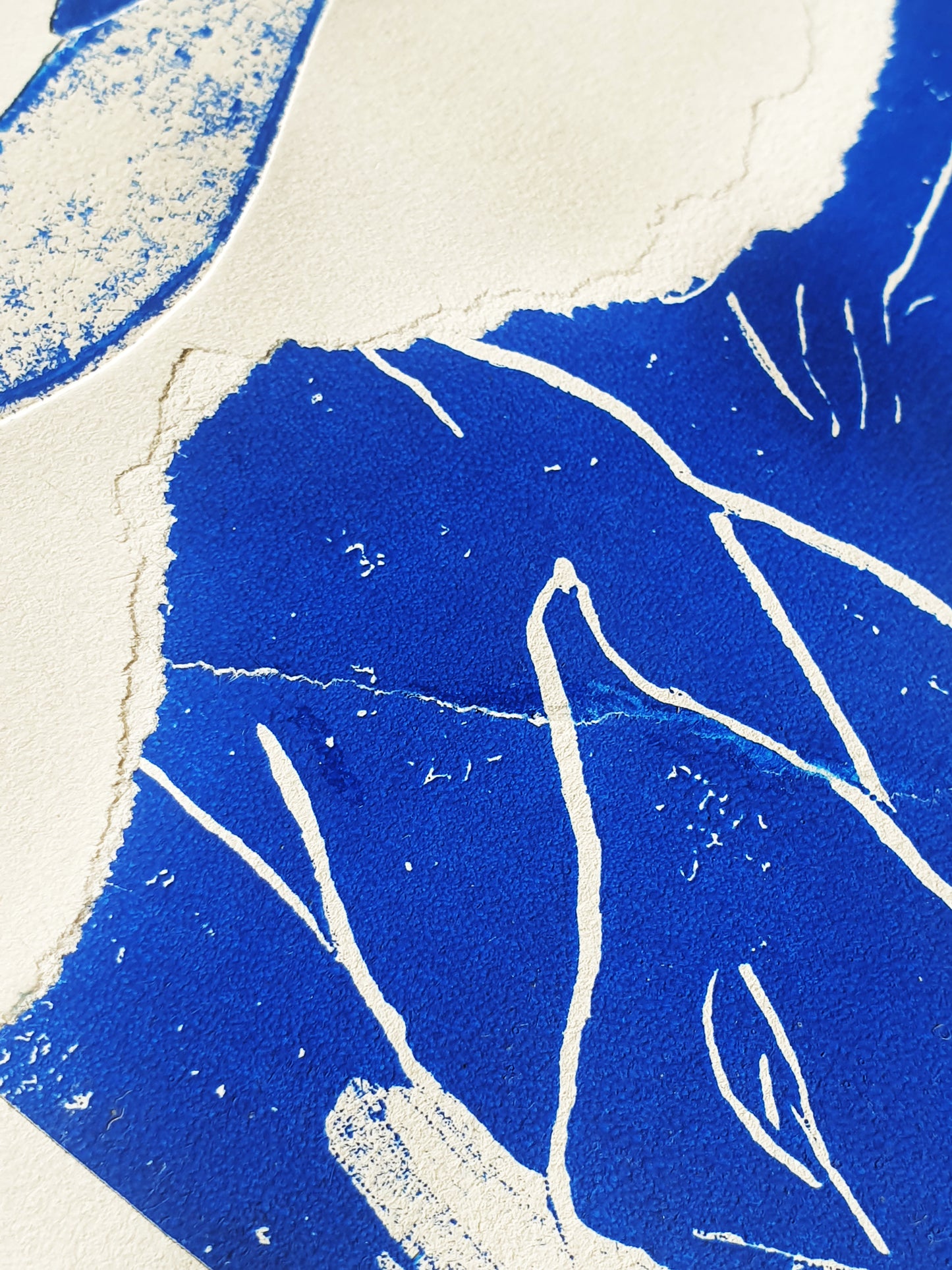 SÉRIE MONOTYPE BLEU / oiseau verre et toi