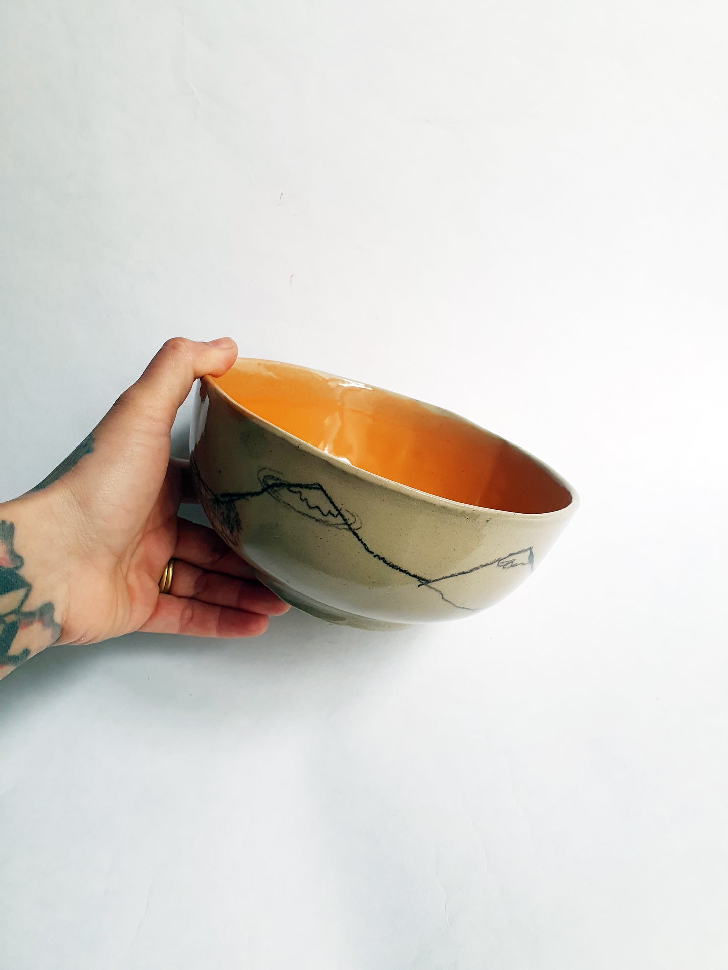 Bol ø 17,5 cm mi orange mi montagne