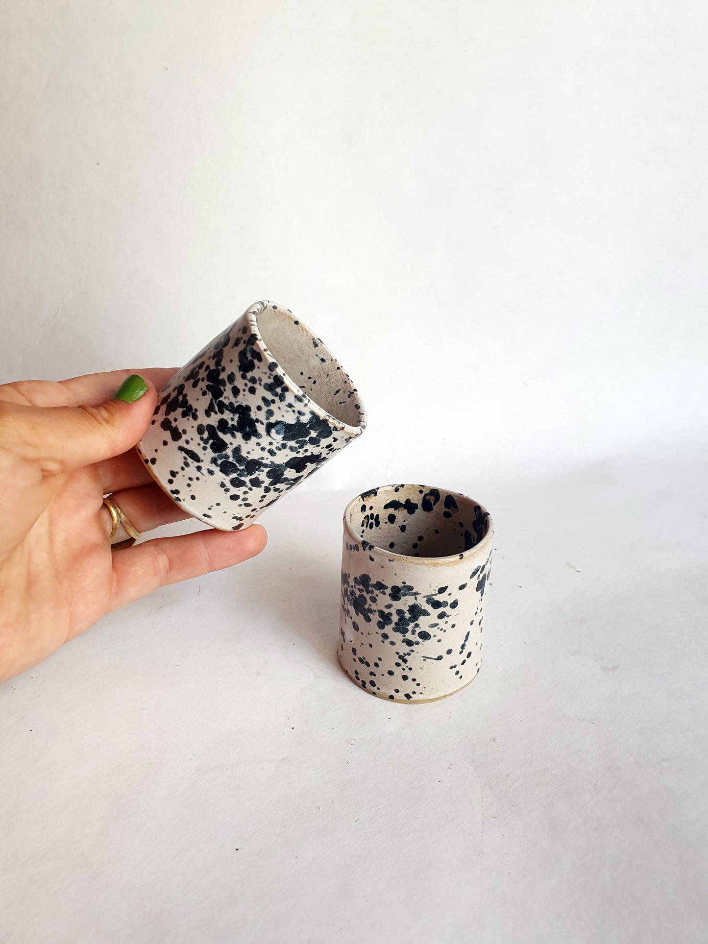 lot de 3 tasses espresso tâches noir et blanc