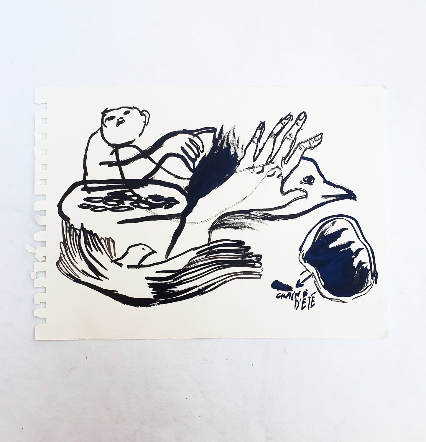 dessin original A4 noir et blanc graines d'été
