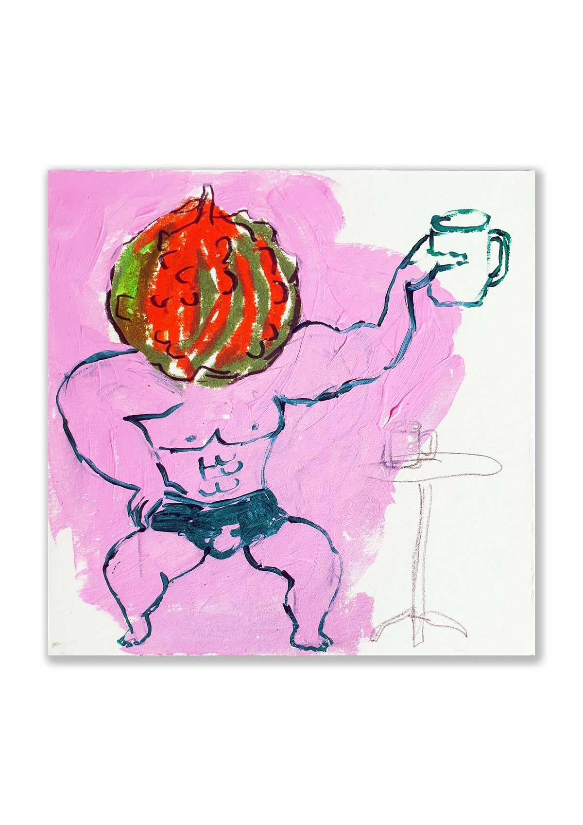 dessin original 15 x 15 tete de courge bodybuildé