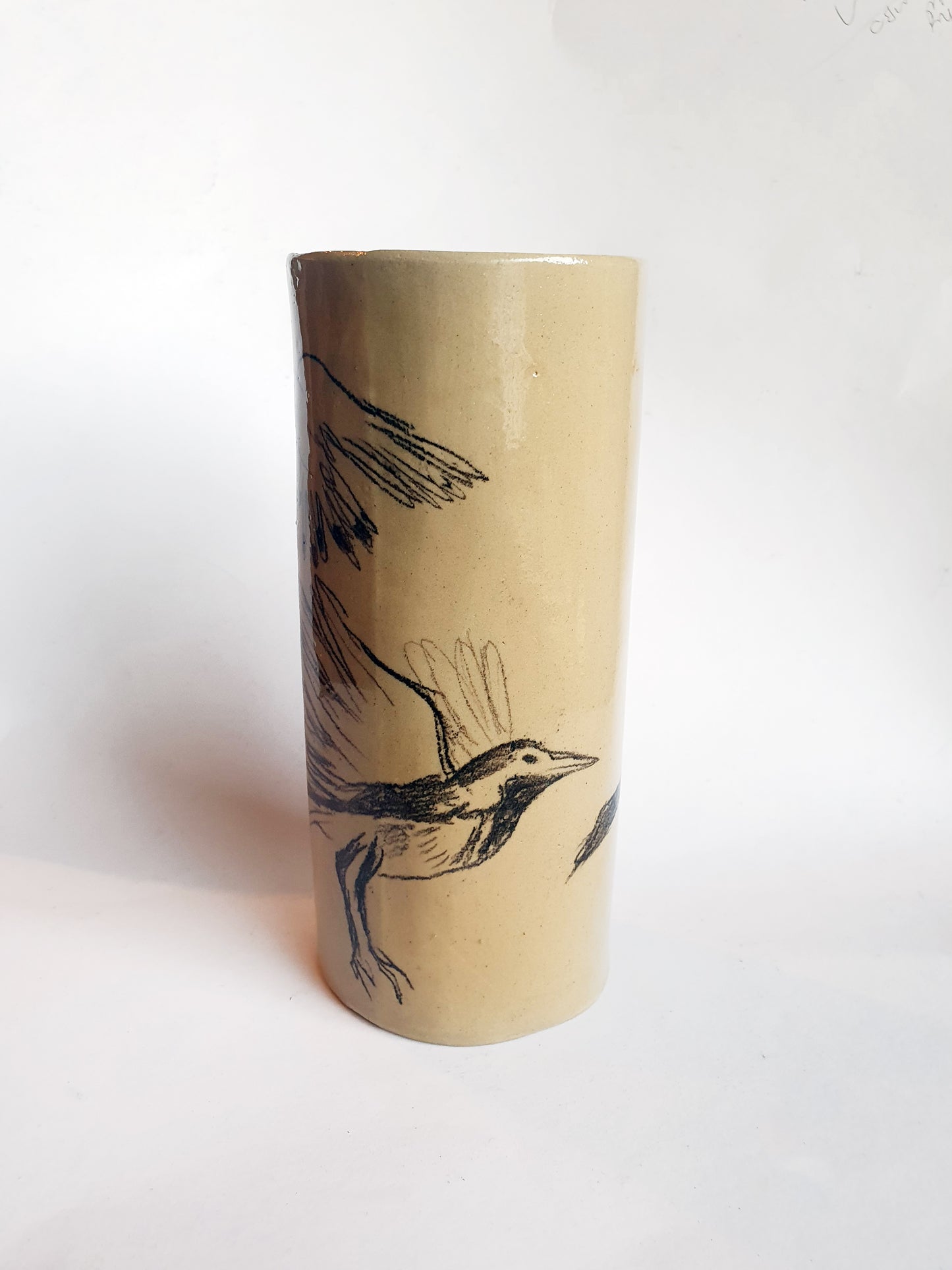 Vase cylindre / oiseaux n°1