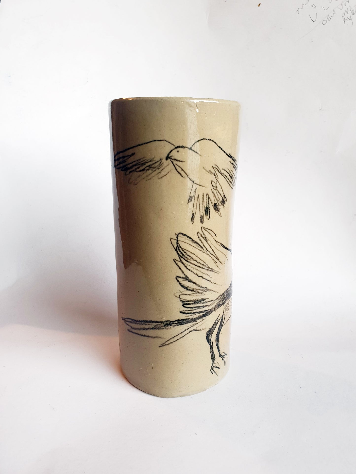 Vase cylindre / oiseaux n°1