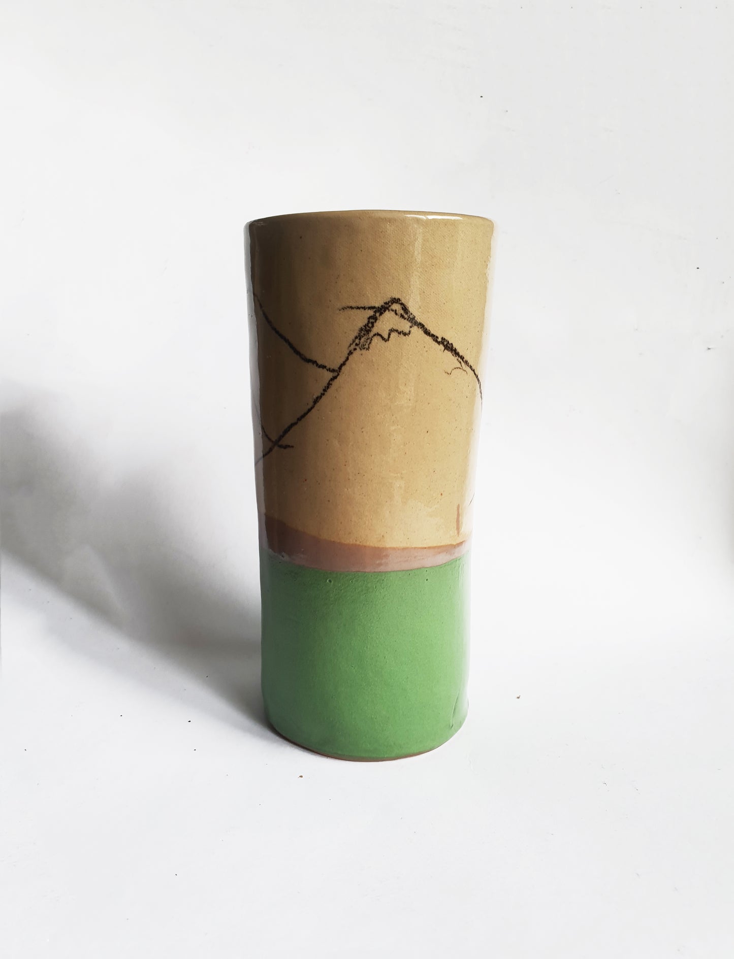 Vase Montagne mi beige mi vert