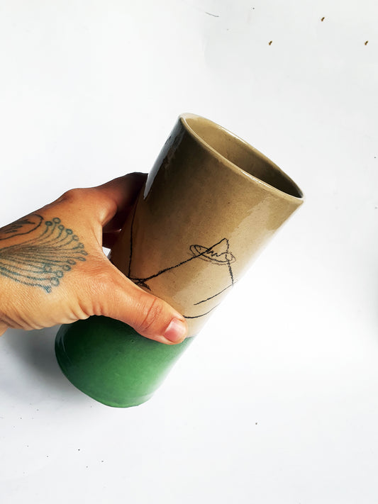 Vase Montagne mi beige mi vert