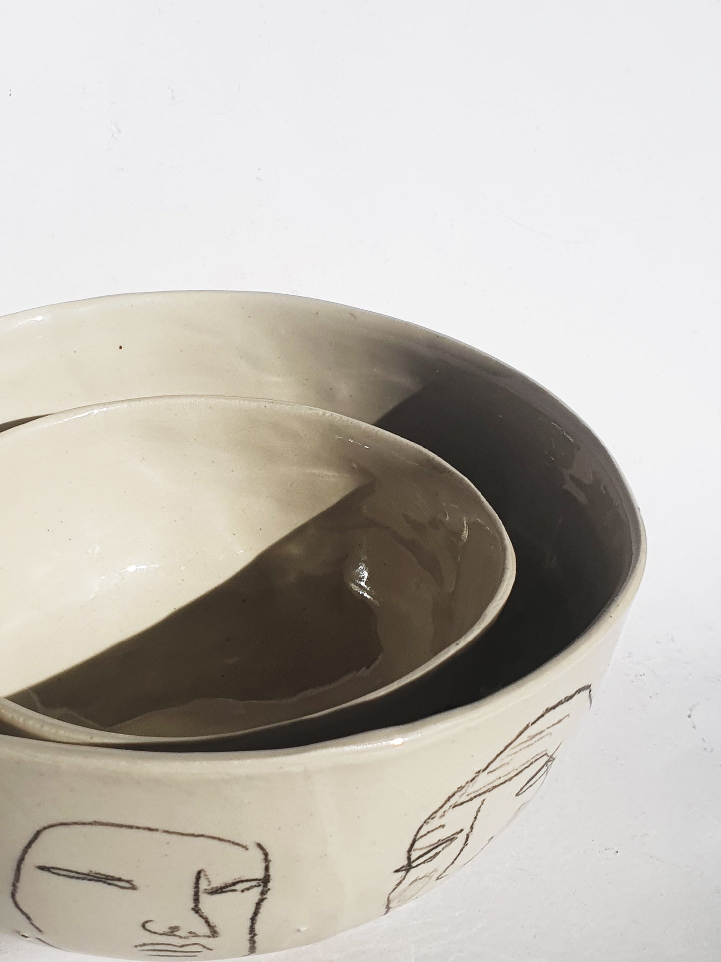 Bol ø 17,5 cm série de visages blanc crème