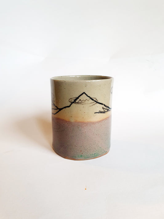 Tasse 23 cl mi rose/gris mi montagne