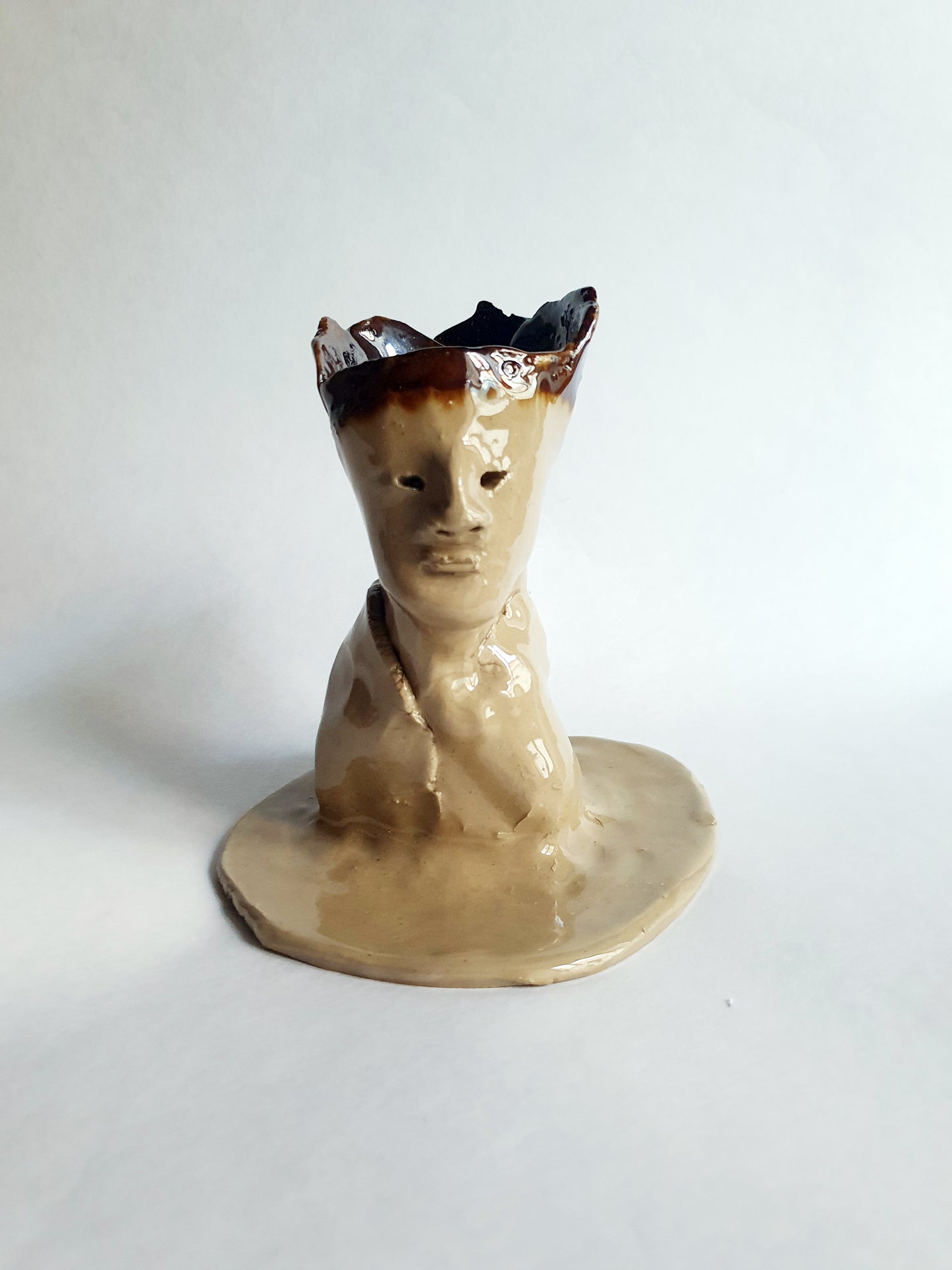 Vase Tête n°1 avec marron doré