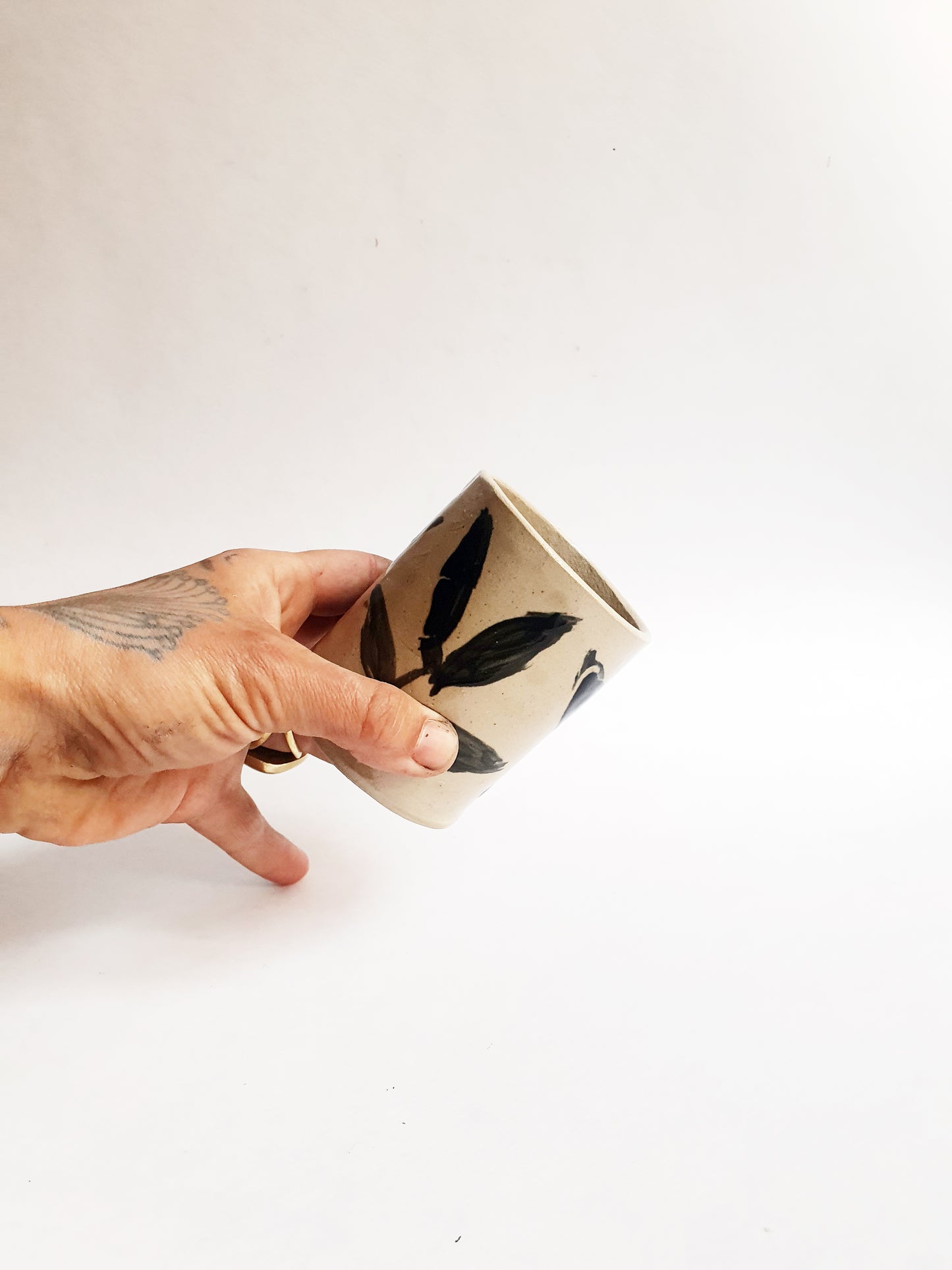 Tasse 23 cl végétale beige et noire