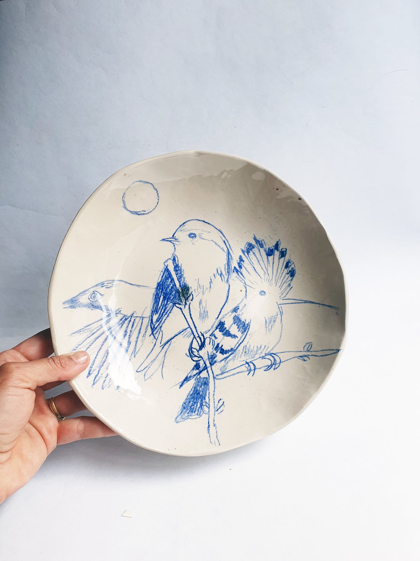 Plat oiseaux grès porcelainique ø 25 cm