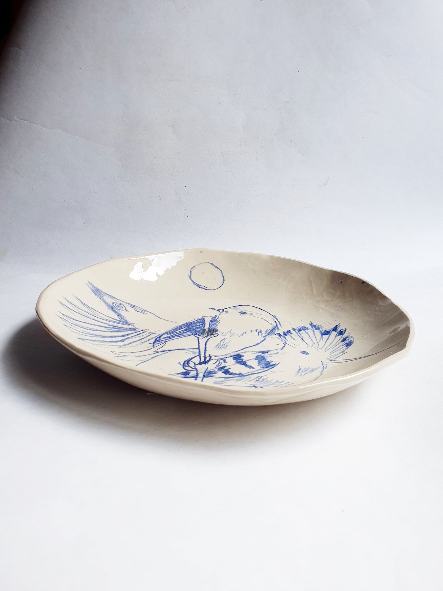 Plat oiseaux grès porcelainique ø 25 cm