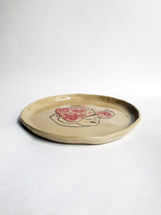 Assiette ø 18 cm beige personnage fraise