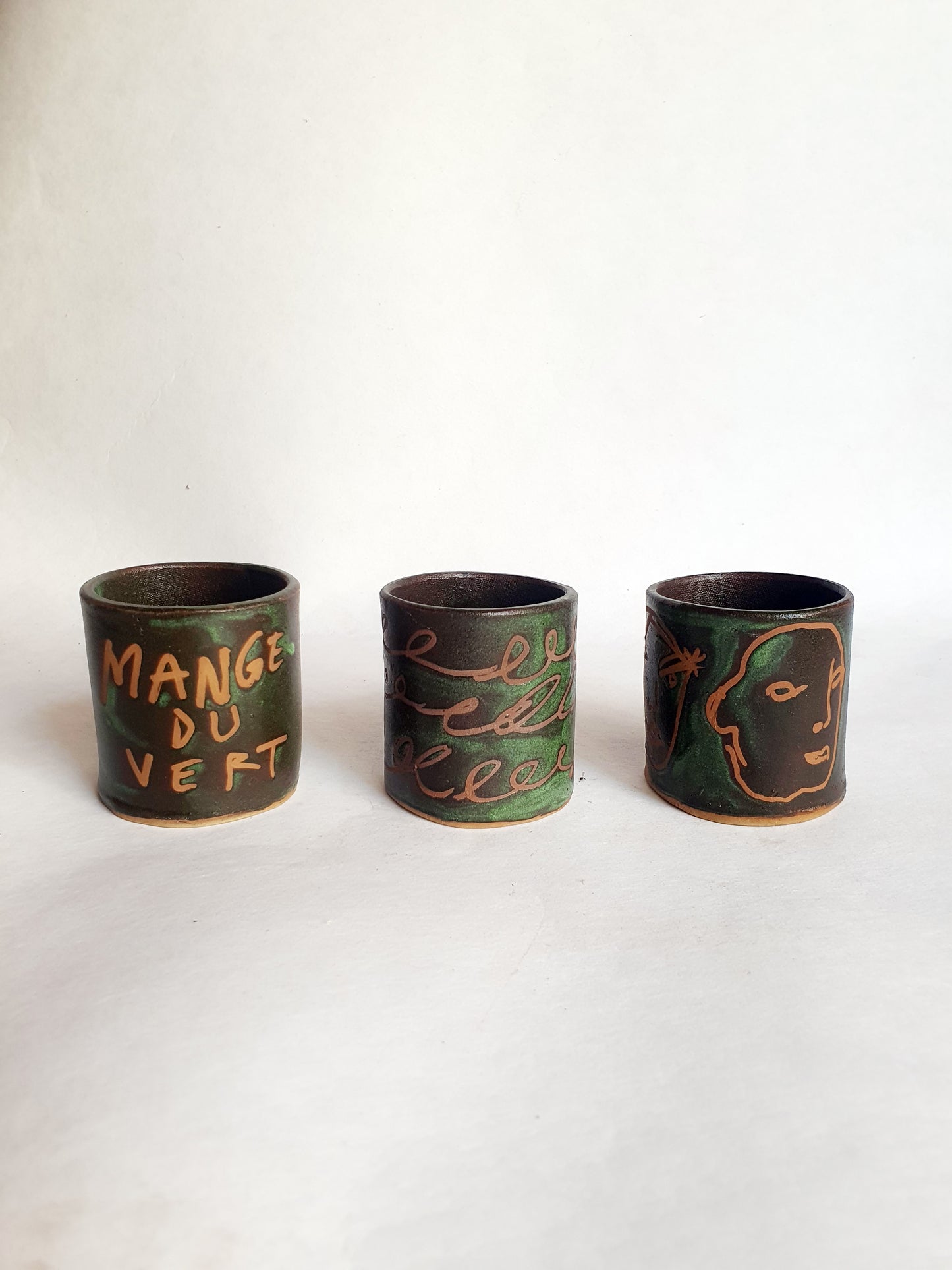 tasse espresso mange du vert X 3