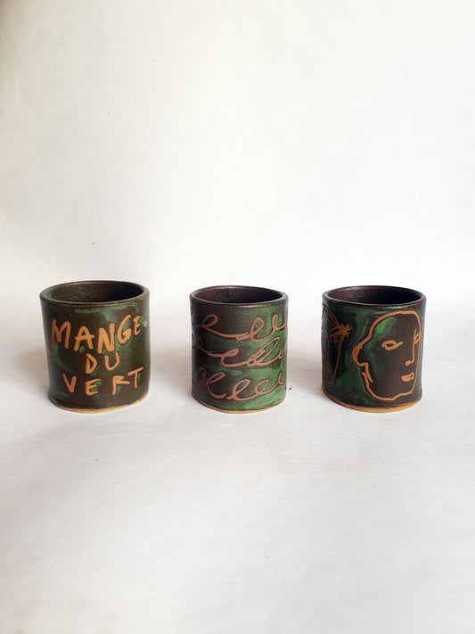 tasse espresso mange du vert X 3