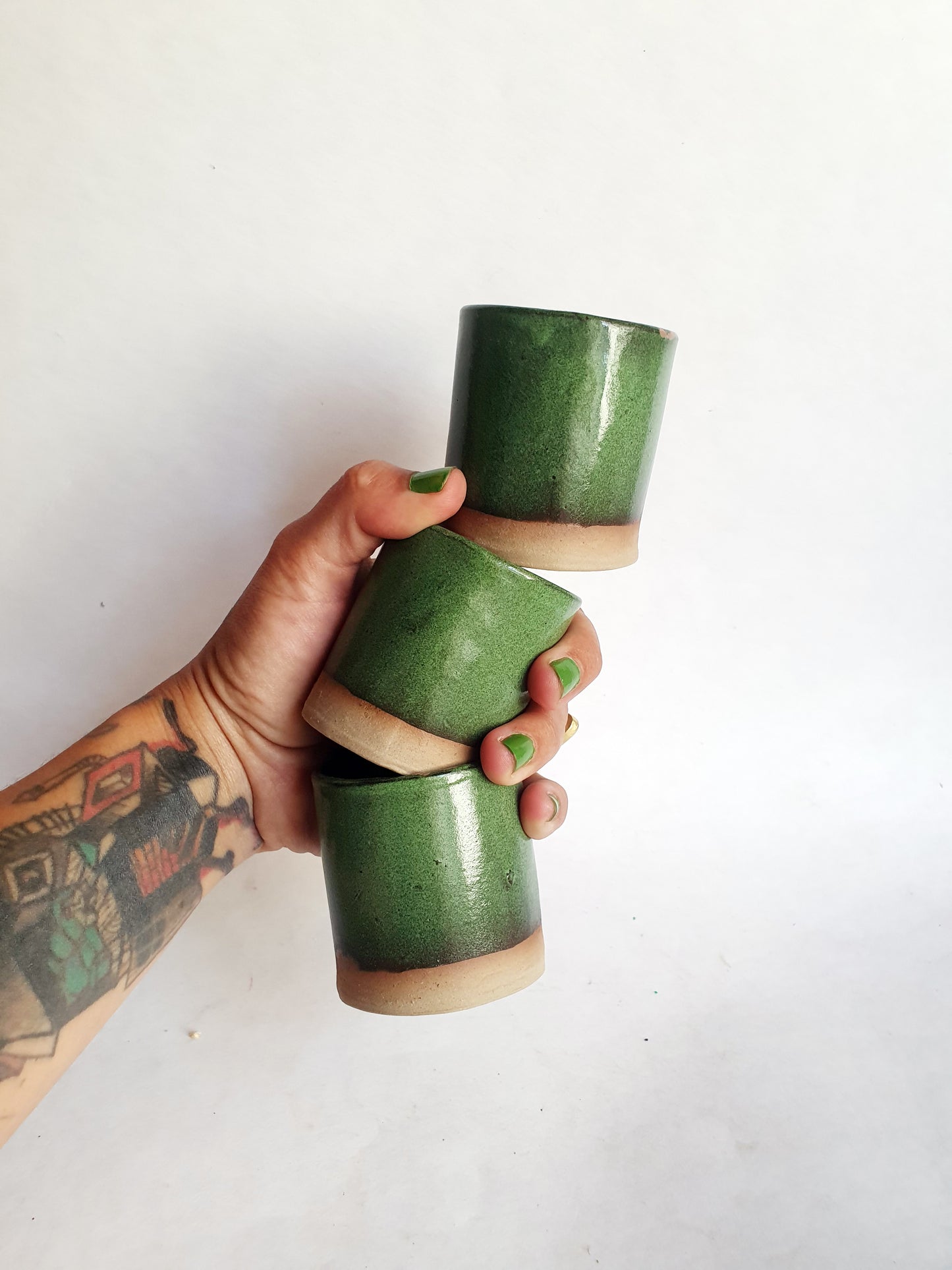 lot de 3 tasses espresso vert/rose