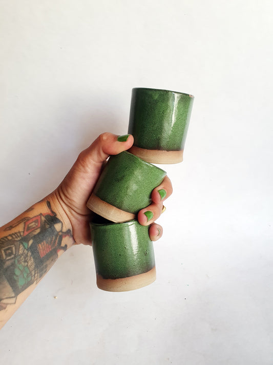 lot de 3 tasses espresso vert/rose