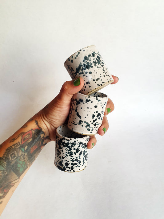 lot de 3 tasses espresso tâches noir et blanc