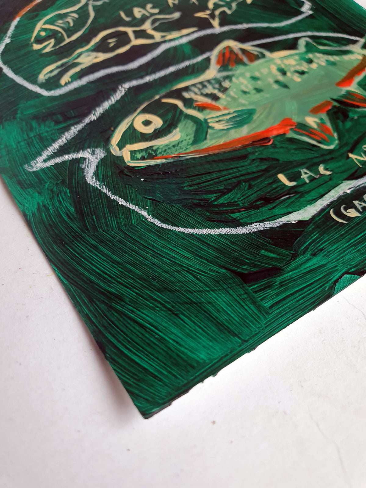 dessin original 15 x 15 truite fario