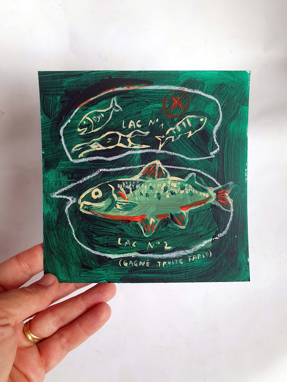 dessin original 15 x 15 truite fario