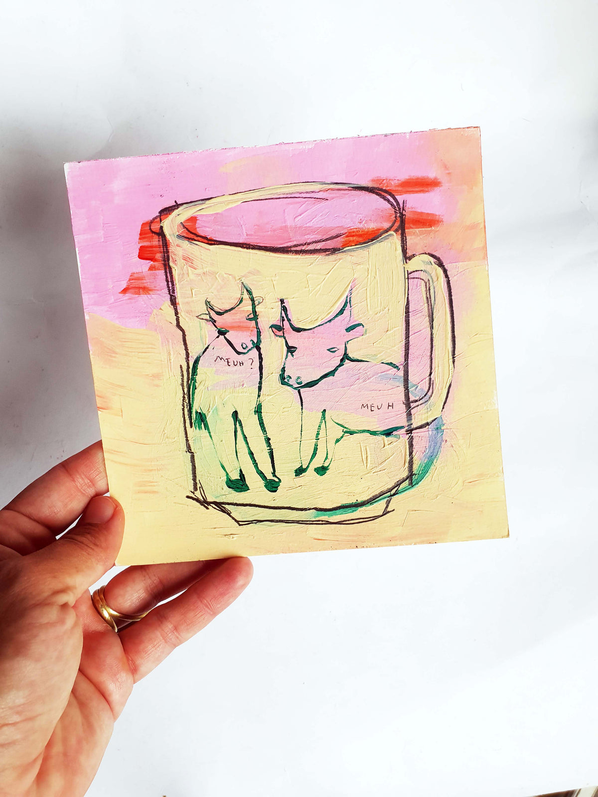 dessin original 15 x 15 tasse double meuh