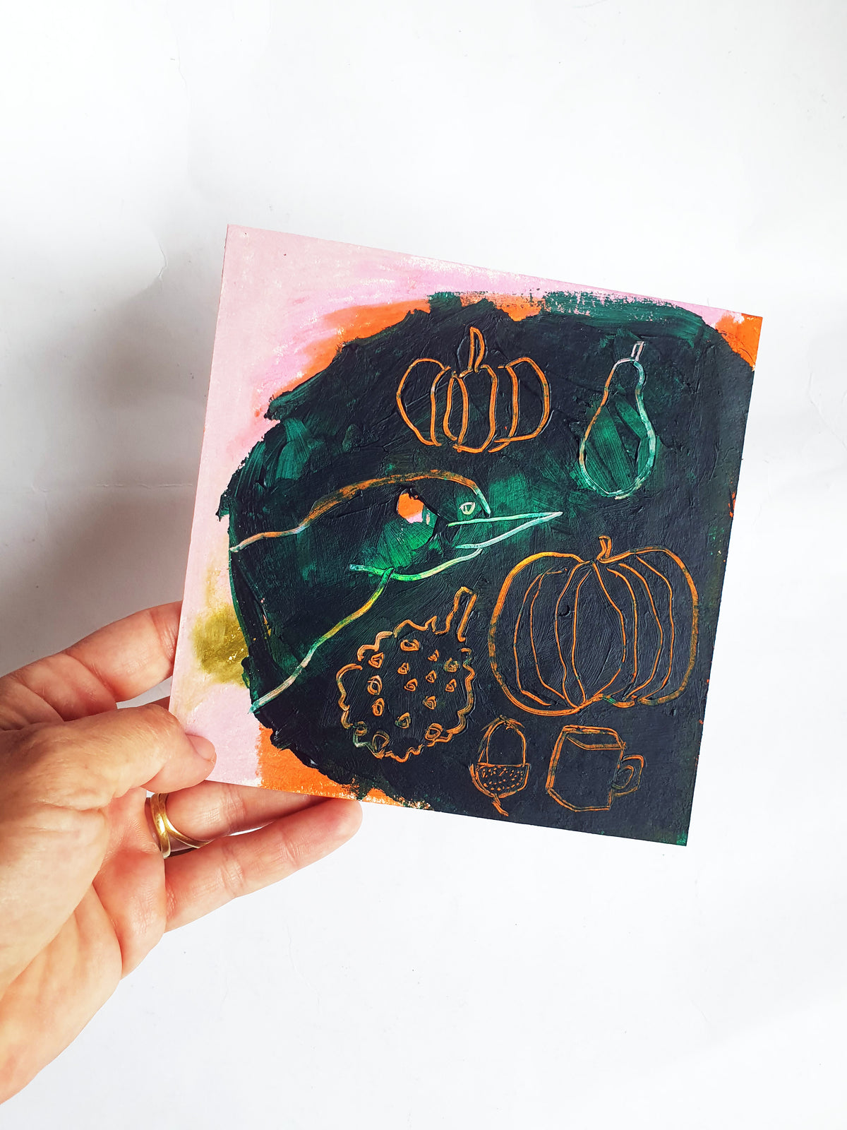 dessin original 15 x 15 grattage courges