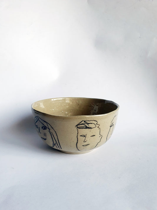 Bol ø 11 cm série de visages beige