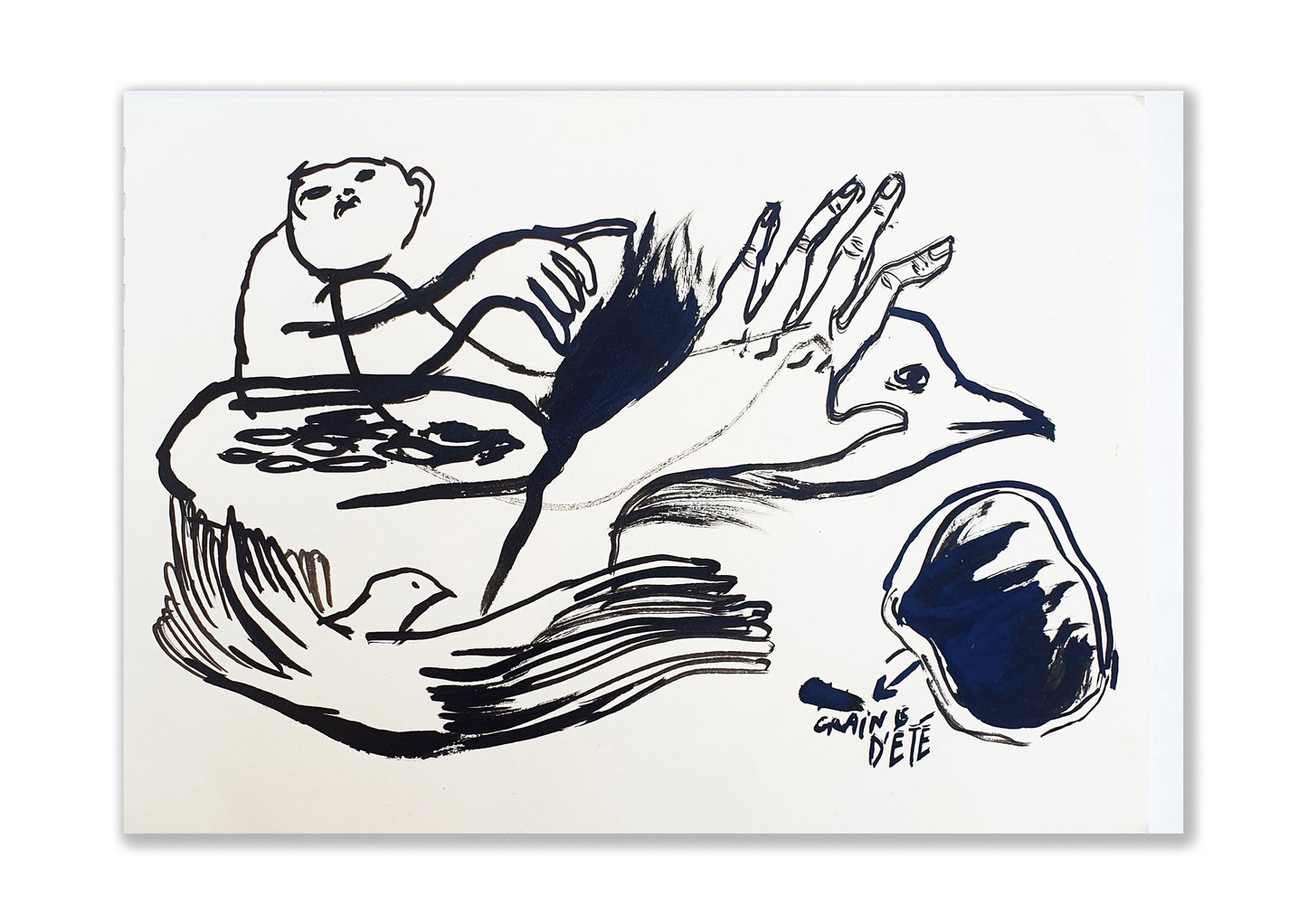 dessin original A4 noir et blanc graines d'été