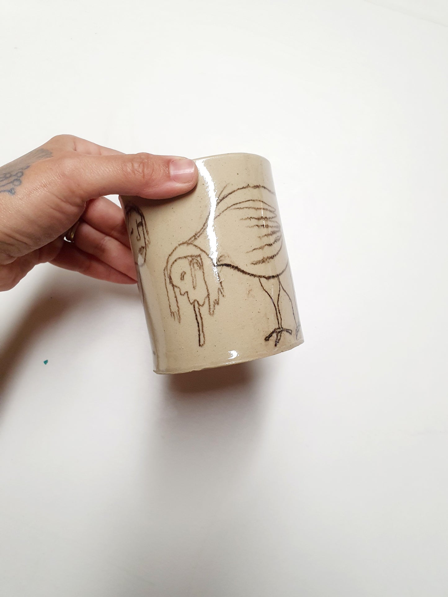 Tasse 35 cl oiseau femme/ver